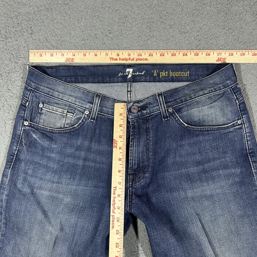 7 For All Mankind A Pkt Bootcut Jeans Men's 34 Blue Medium Wash Denim #3893 - Picture 8 of 10
